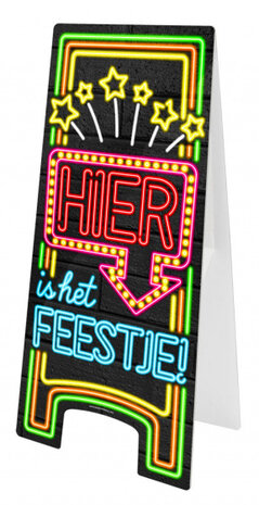 attentiebord Hier is het feestje! 58 cm karton