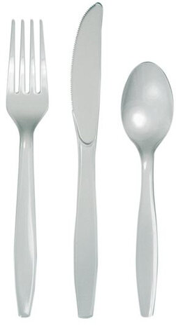wegwerpbestek Shimmering 17 cm zilver 24-delig