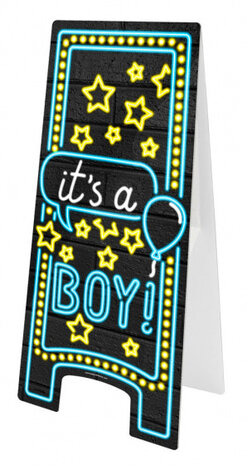 attentiebord It&#039;s a Boy! 58 cm karton blauw/zwart