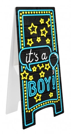 attentiebord It&#039;s a Boy! 58 cm karton blauw/zwart