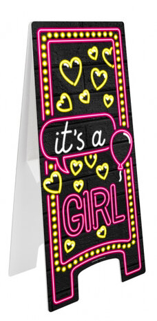 attentiebord It&#039;s a Girl! 58 cm karton roze/zwart
