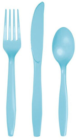 wegwerp bestekset 15 cm turquoise 18 stuks