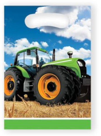 uitdeelzakjes Tractor Time jongens 16 x 23 cm 8 stuks