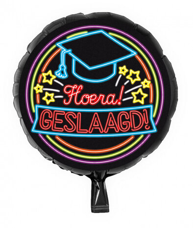 folieballon Hoera! Geslaagd! 46 cm zwart
