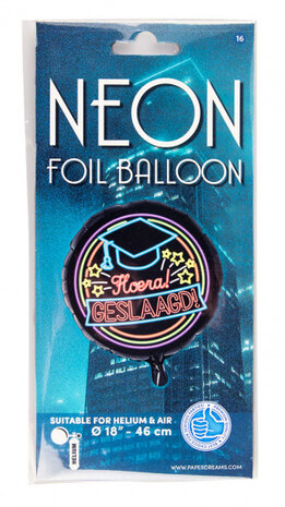 folieballon Hoera! Geslaagd! 46 cm zwart