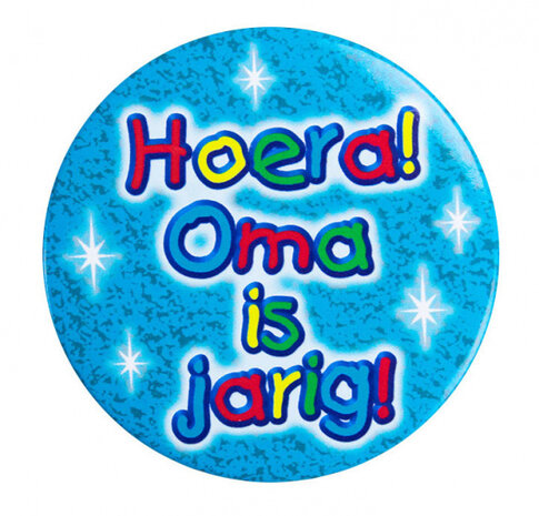 button klein - Hoera! Oma is jarig! 5,5 cm blauw