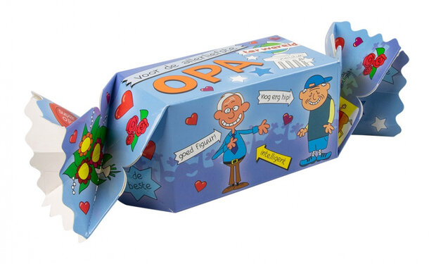 cadeauverpakking allerliefste opa 20cm blauw