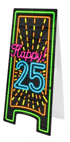 attentiebord Neon 25 jaar 58 x 28 cm karton zwart
