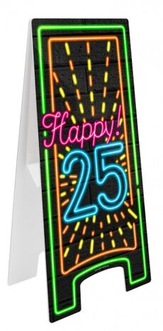 attentiebord Neon 25 jaar 58 x 28 cm karton zwart