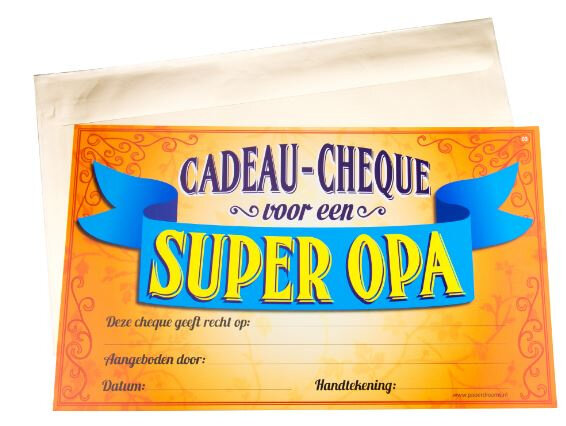cadeaucheque Opa 34,5 cm papier blauw/oranje