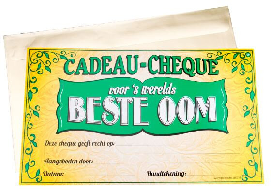 cadeaucheque Oom 34,5 cm papier geel/groen
