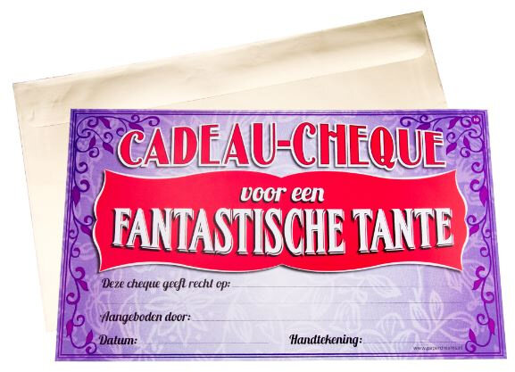 cadeaucheque Tante 34,5 cm papier paars/rood