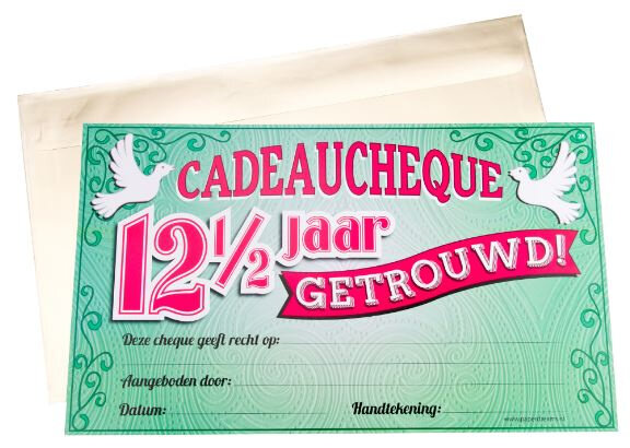 cadeaucheque 12,5 Getrouwd 34,5 cm papier groen