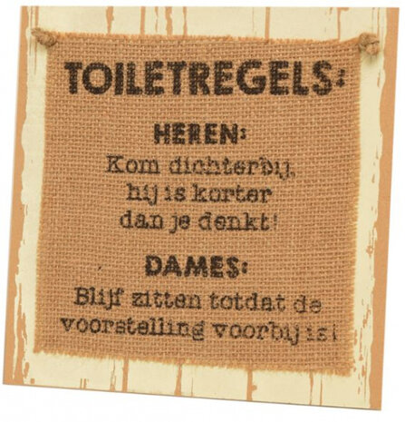 bordje Toiletregels 20 cm hout naturel