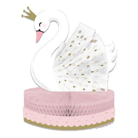 tafeldecoratie Stylish Swan meisjes 31 x 23 cm karton roze