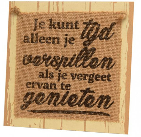 bordje Tijd verspillen 20 cm hout naturel
