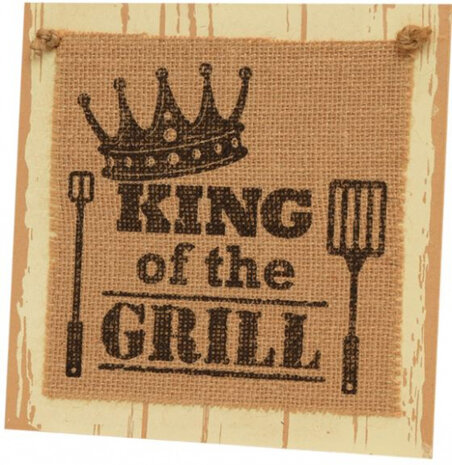 bordje King of the Grill 20 cm hout naturel