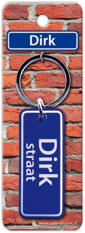 sleutelhanger straatnaam Dirk 9 cm staal blauw