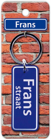 sleutelhanger straatnaam Frans 9 cm staal blauw