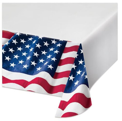 tafelkleed USA 137 x 259 cm wit/rood/blauw