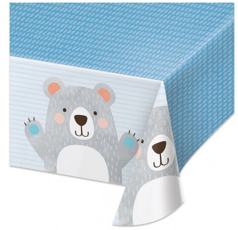 tafelkleed Birthday Bear junior 137 x 259 cm blauw