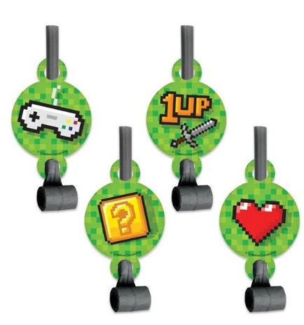 roltongen Gaming Party junior 14 cm groen 8 stuks