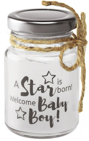 decoratielicht Little Star baby boy 5 x 8,5 cm glas
