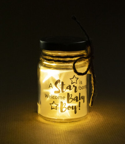 decoratielicht Little Star baby boy 5 x 8,5 cm glas
