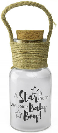 decoratielicht Big Star baby boy 15 cm transparant