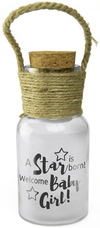 decoratielicht Big Star baby girl 15 cm transparant