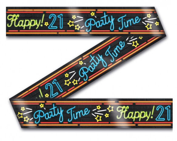 party tape Happy 21 neon 12 meter