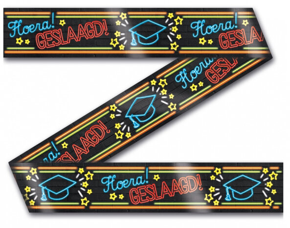 party tape Geslaagd neon 12 meter