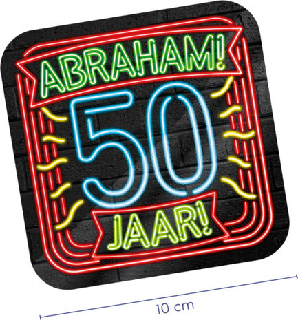 onderzetters Neon Abraham 10 cm karton 6 stuks