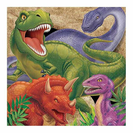servetten dino jongens 33 x 33 cm papier groen 16 stuks