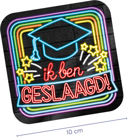 onderzetters Neon geslaagd 10 cm karton 6 stuks
