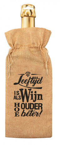 flescadeauverpakking Leeftijd jute 42 cm bruin