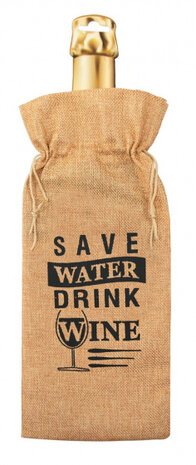 flescadeauverpakking Save Water jute 42 cm bruin