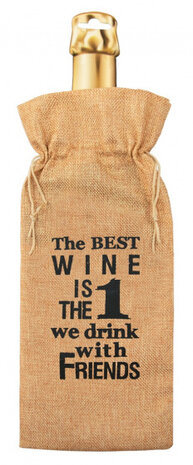 flescadeauverpakking Best Wine jute 42 cm bruin
