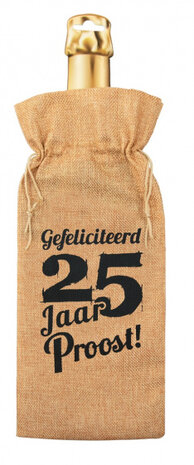 flescadeauverpakking 25 jaar jute 42 cm bruin