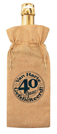 flescadeauverpakking 40 jaar jute 42 cm bruin