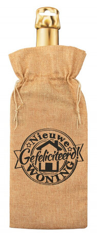 flescadeauverpakking Nieuwe Woning jute 42 cm