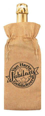 flescadeauverpakking Jubilaris jute 42 cm bruin
