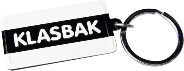 sleutelhanger Klasbak 13,5 x 4,5 cm staal zwart/wit