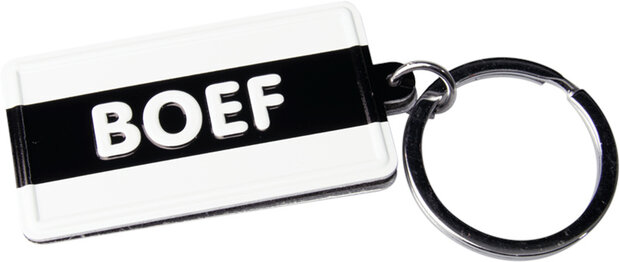 sleutelhanger Boef 13,5 x 4,5 cm staal zwart/wit