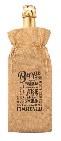 flescadeauverpakking Beppe jute 42 cm bruin