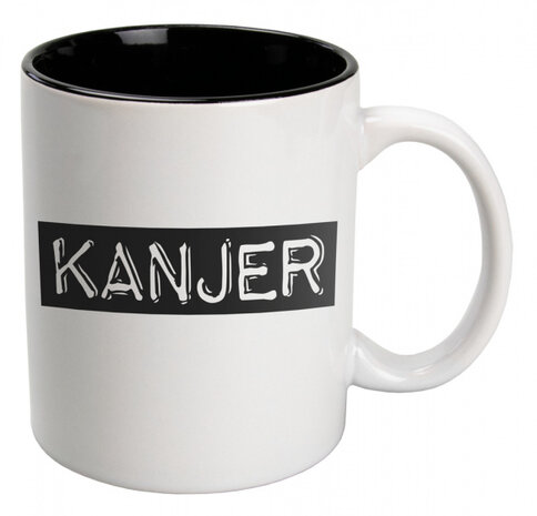 mok Black &amp; White Kanjer 330ml keramiek zwart/wit