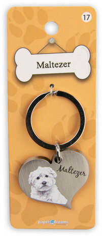 sleutelhanger Maltezer hartje  5 cm staal zilver