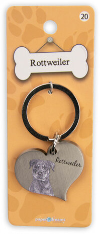 sleutelhanger Rottweiler  5 cm staal zilver