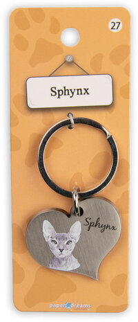 sleutelhanger Sphynx 5 cm staal zilver