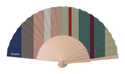 waaier Gestreept 42,5 x 23 cm hout/textiel multicolor